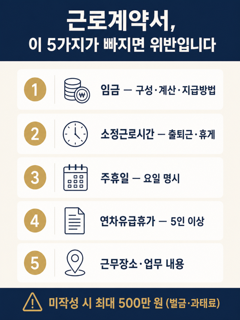 근로계약서 작성 의무와 미작성 벌금 실무 체크리스트 정리