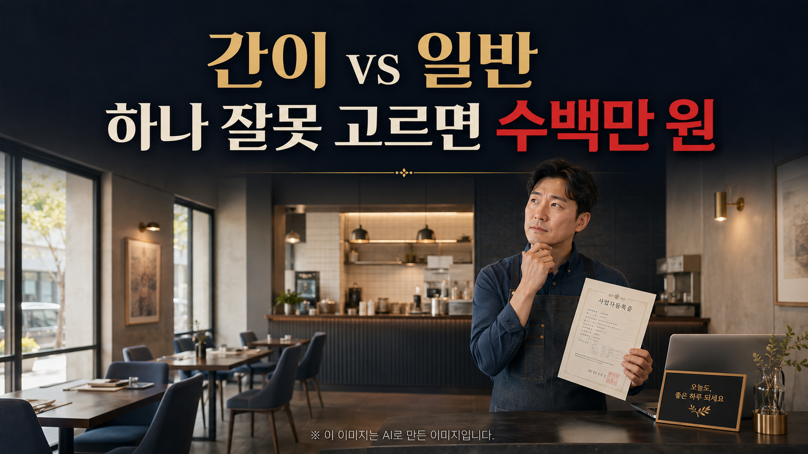 사업자등록 시 간이과세와 일반과세 선택 기준을 비교한 대표 이미지