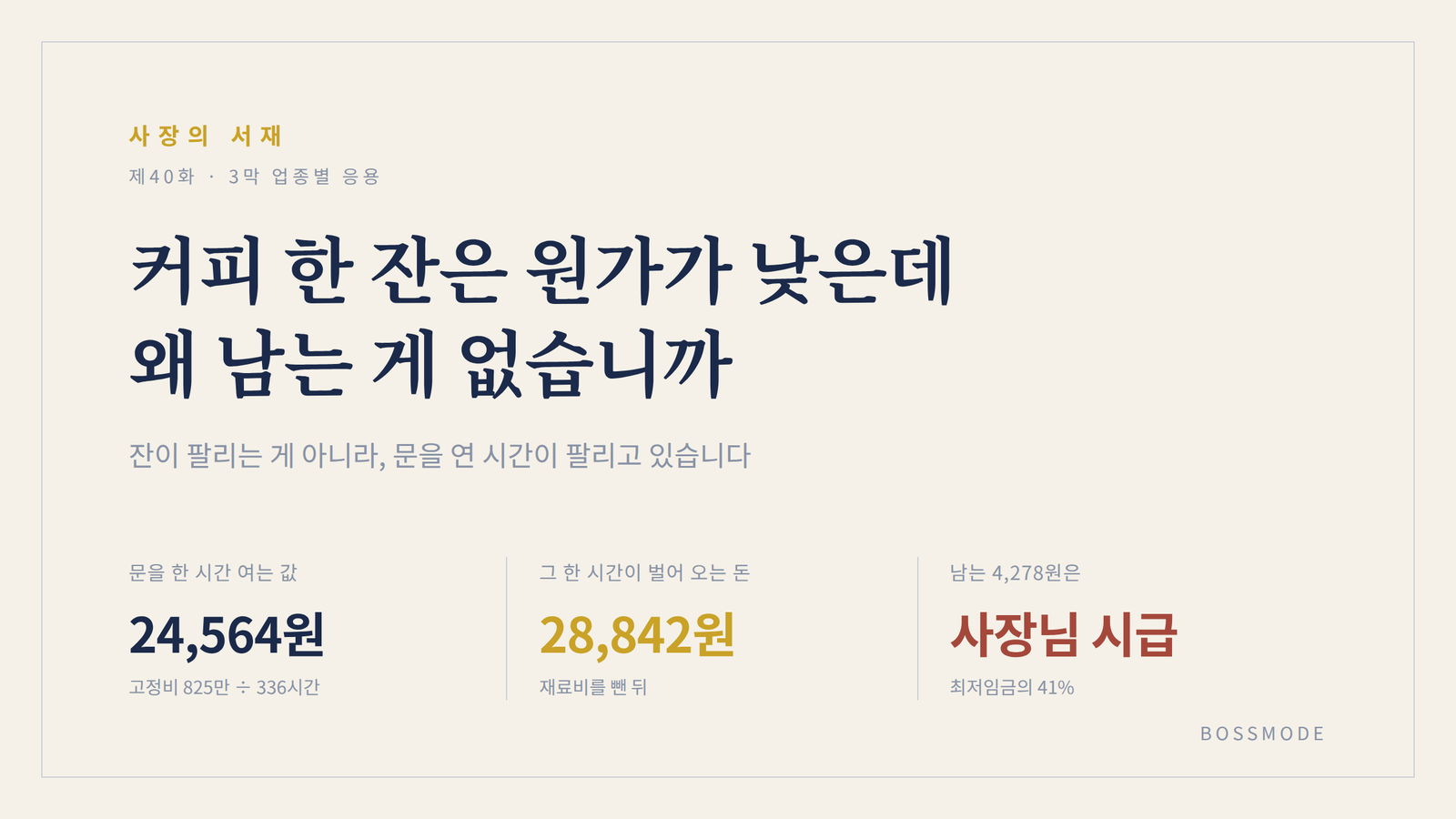 사장의 서재 40화 카페 원가율 커피 한 잔은 원가가 낮은데 왜 남는 게 없습니까 썸네일
